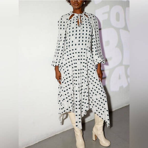 Thebe Magugu Fingerprint Neck-Cutout MIDI Dress Size M ( W331) - Picture 3 of 10